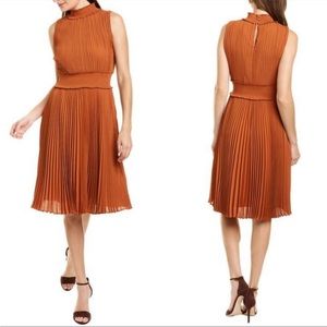 Nanette Lepore Pleated Sleeveless Dress in Gingerbread, Size 14